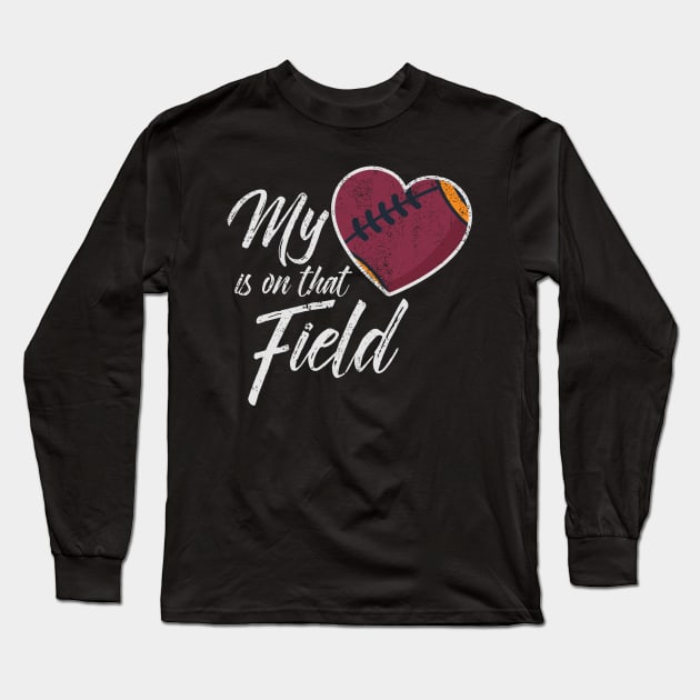 Football Mom Shirt Personalized - My Heart Is On That Field Personalized Football Mom T-shirt Football Mom Shirt Custom With Number Game Day Long Sleeve T-Shirt by johnii1422